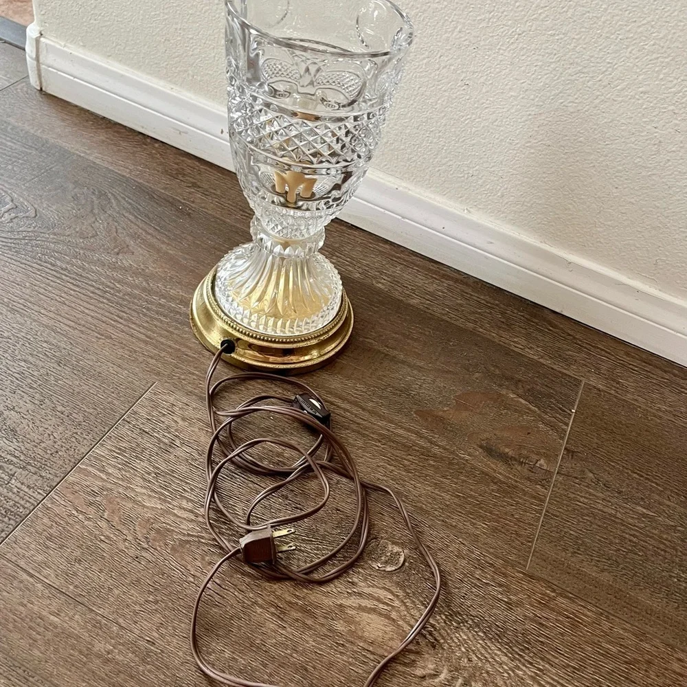 Vintage Cut Crystal Table Lamp with Brass Base